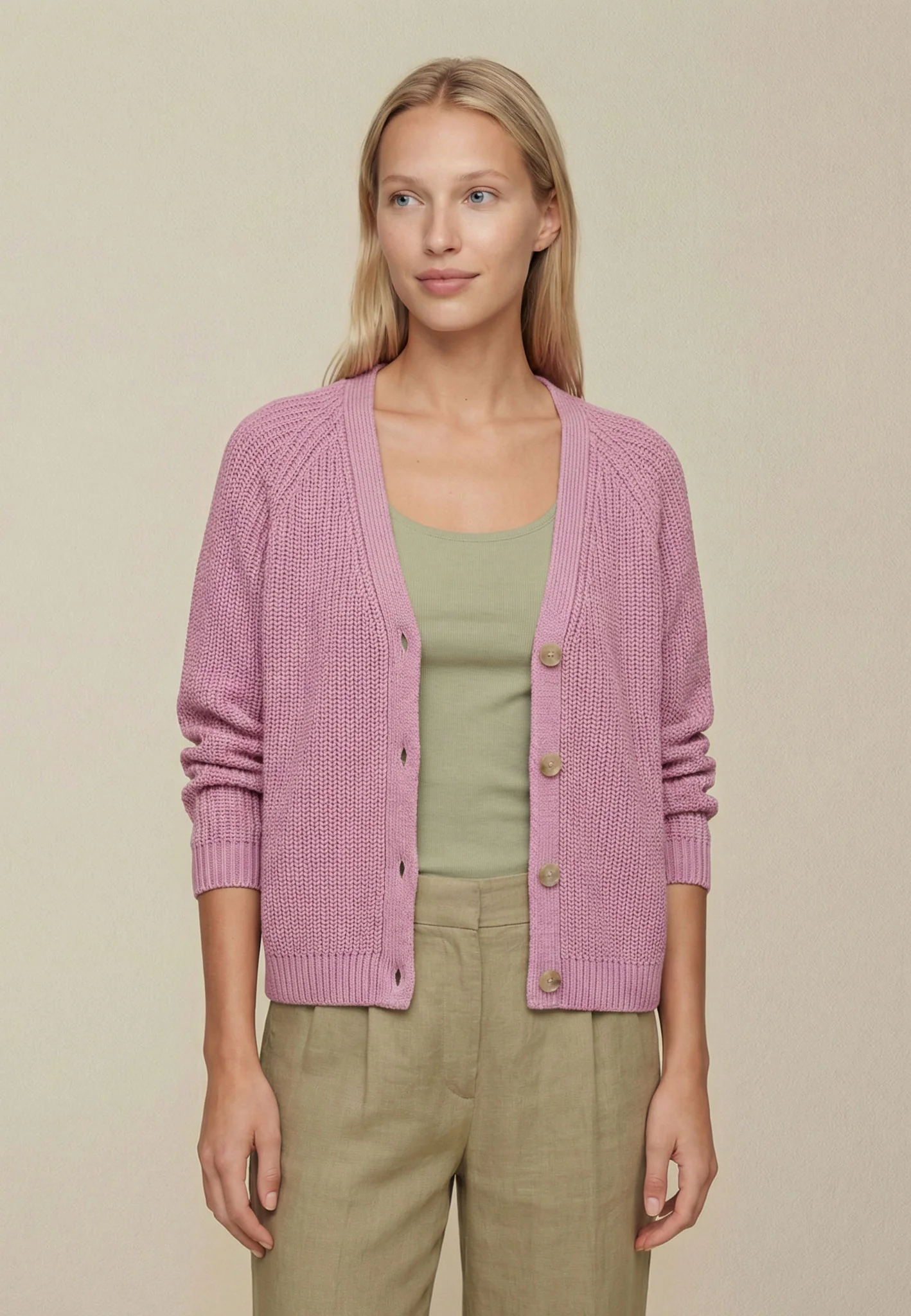 Strick-Cardigan aus Baumwolle mit V-Ausschnitt und Knopfleiste - Image 6