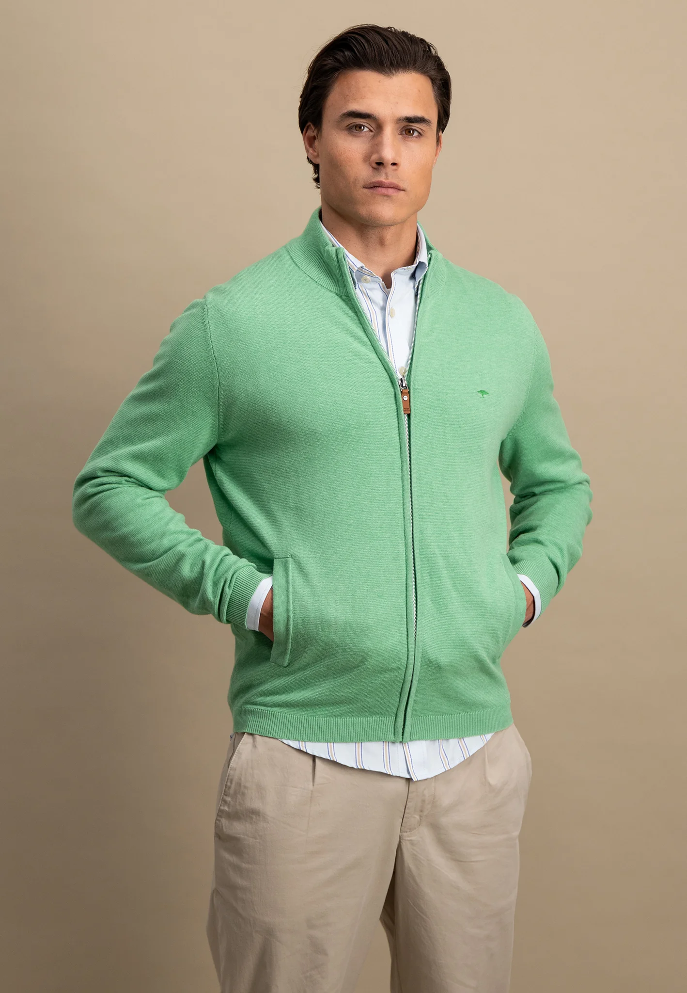 Strickjacke aus Baumwolle mit Stehkragen - AIR COTTON - Image 19