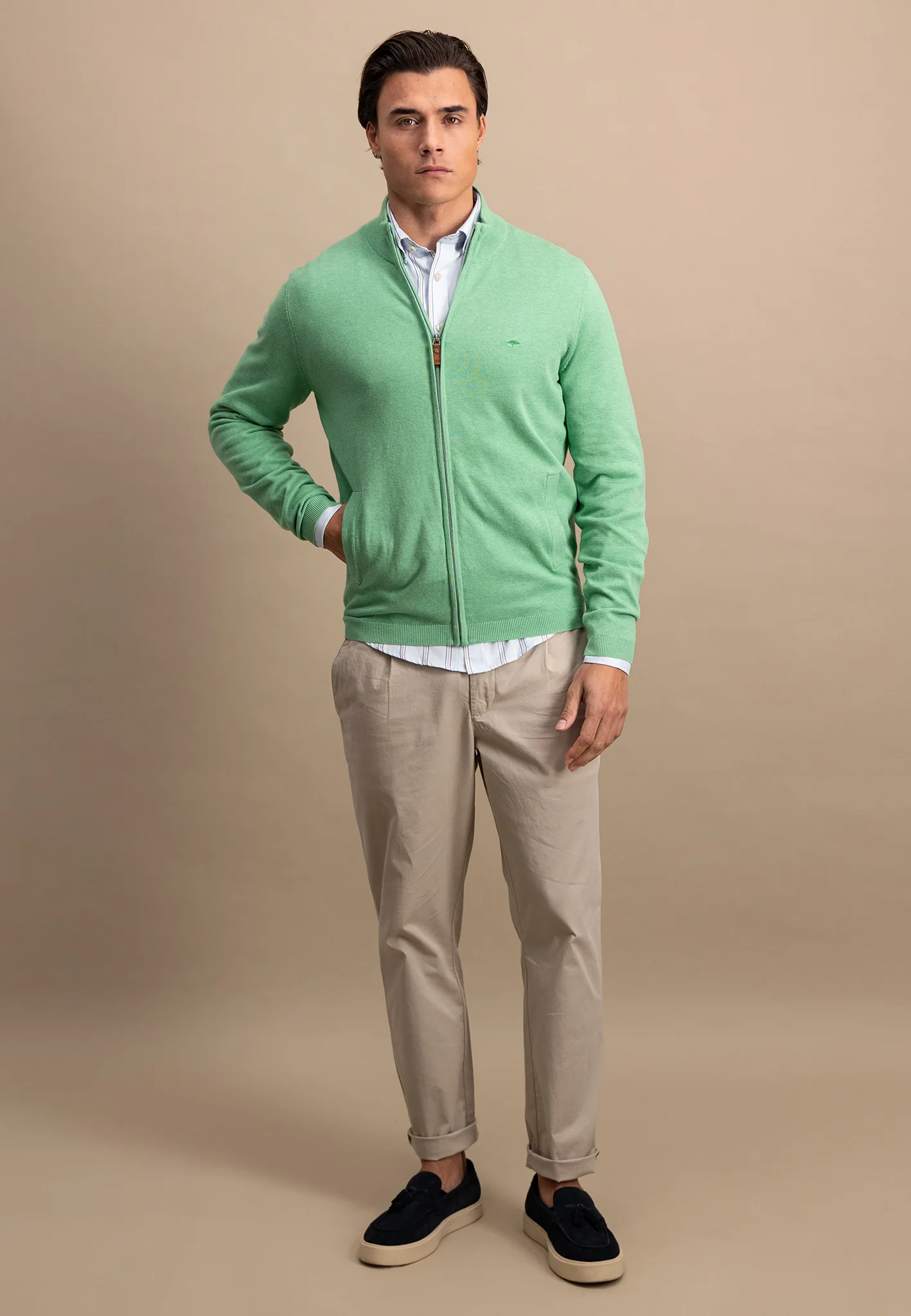 Strickjacke aus Baumwolle mit Stehkragen - AIR COTTON - Image 20