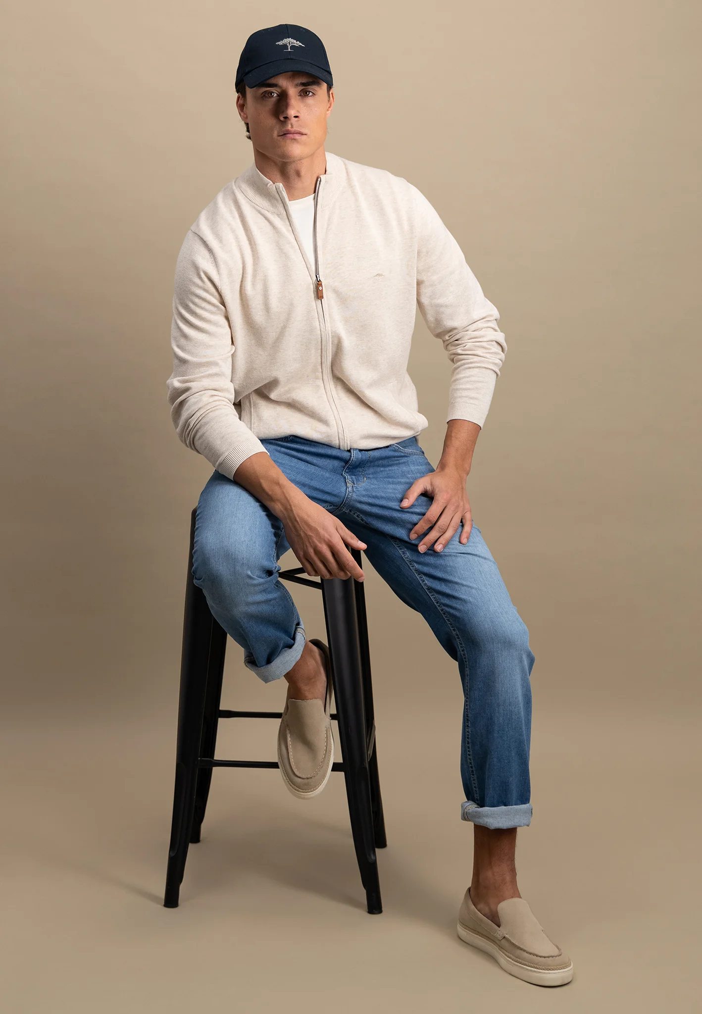 Strickjacke aus Baumwolle mit Stehkragen - AIR COTTON - Image 4