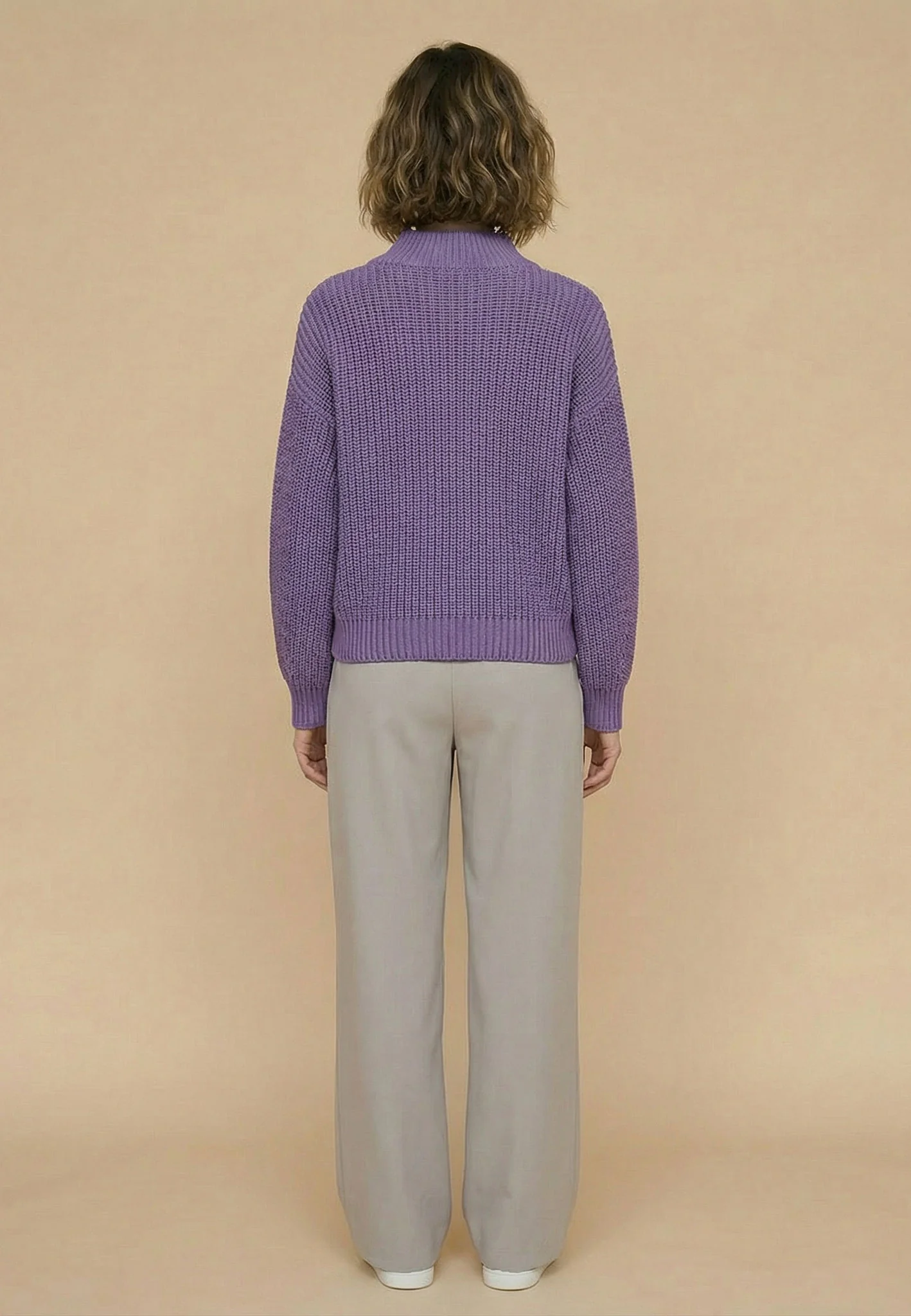 Strickjacke aus Baumwollmix mit Strukturmuster und Reißverschluss - Image 3