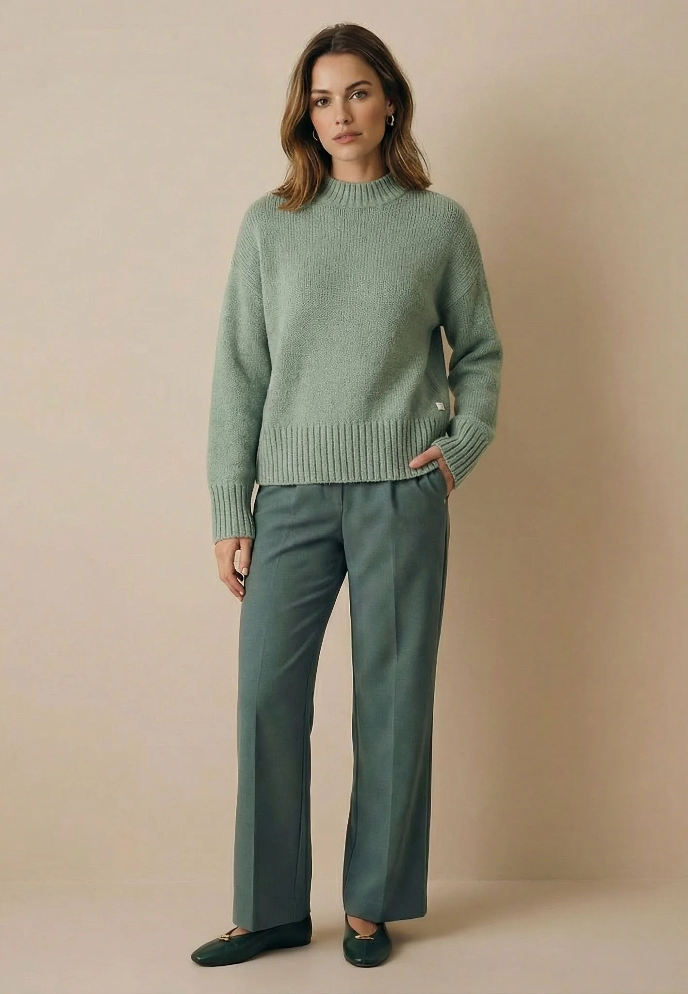 Strickpullover aus Baumwollmix mit Stehkragenoptik und breiten Bündchen - Image 8