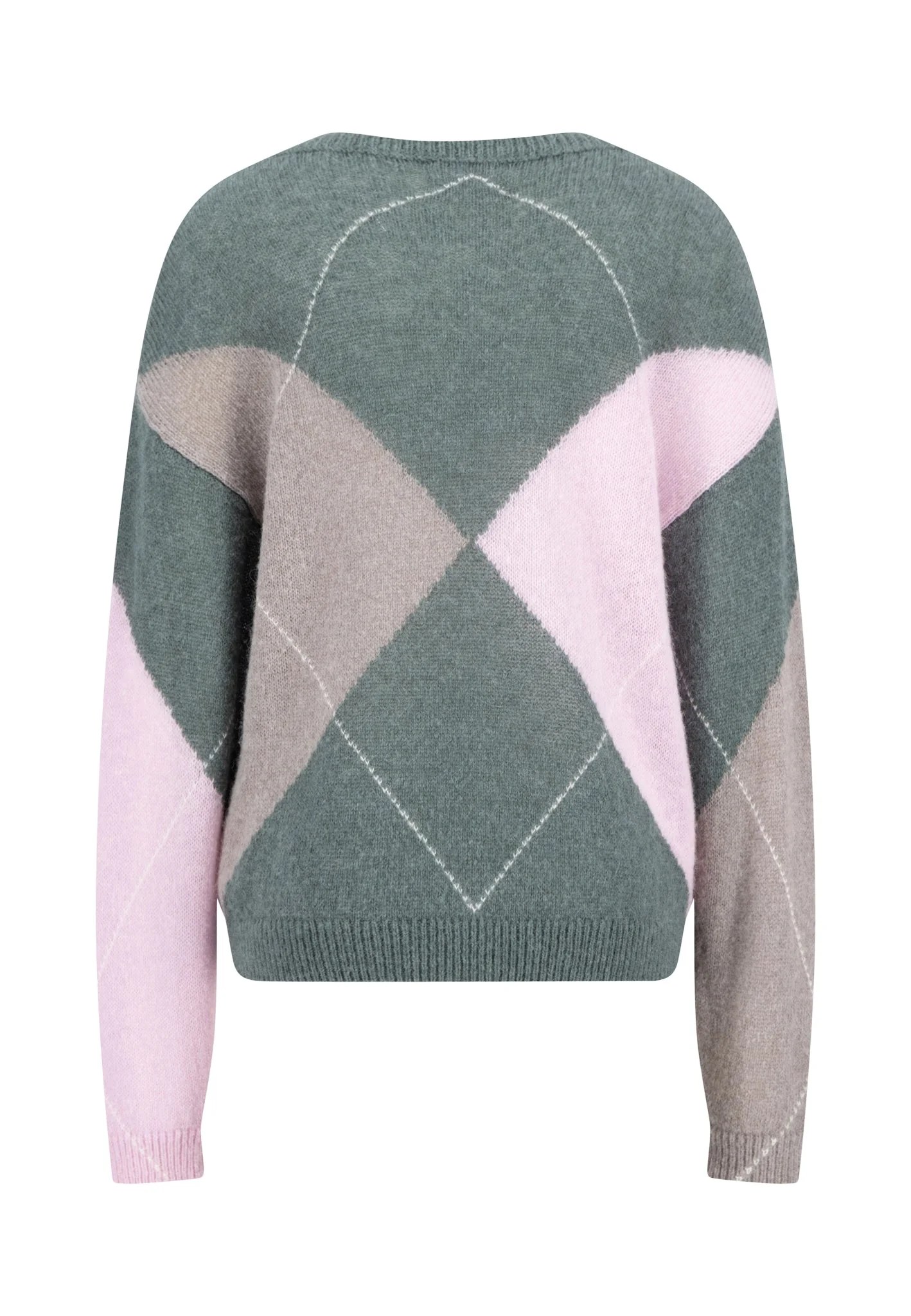 Strickpullover mit Wollmix und V-Ausschnitt im Rautendesign - Image 5