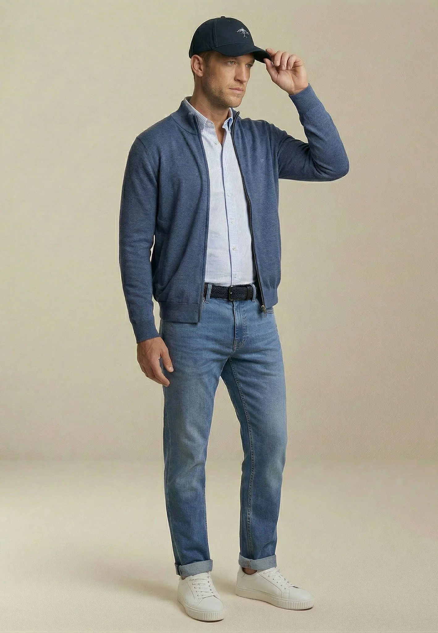 Strickjacke aus Baumwolle mit Stehkragen - Image 3